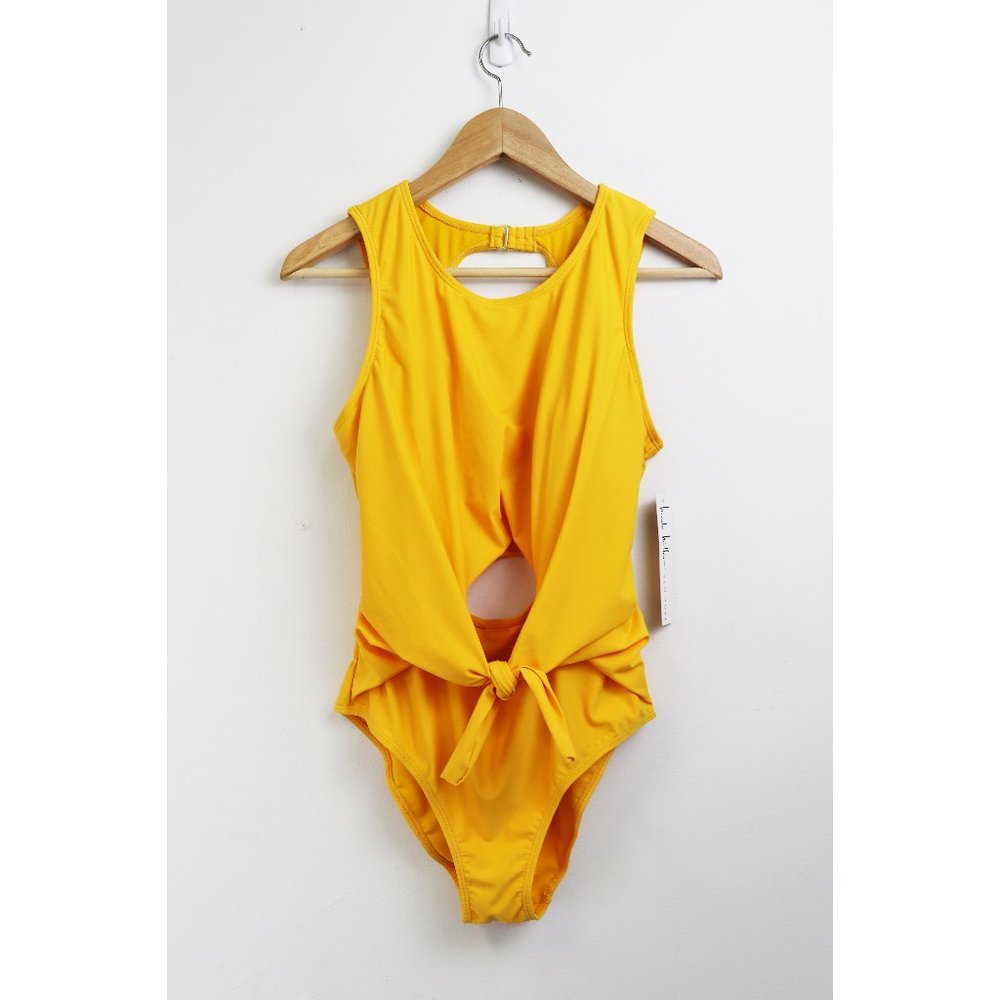 NWT Nicole Miller One-Piece Tie Front Swimsuit L - Picture 3 of 8